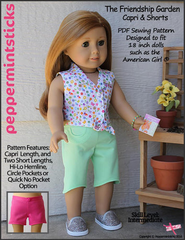 Peppermintsticks 18 Inch Modern The Friendship Garden Capri & Shorts 18" Doll Clothes larougetdelisle