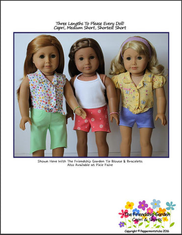 Peppermintsticks 18 Inch Modern The Friendship Garden Capri & Shorts 18" Doll Clothes larougetdelisle