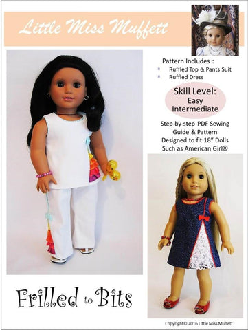 Little Miss Muffett 18 Inch Modern Frilled To Bits 18" Doll Clothes Pattern larougetdelisle