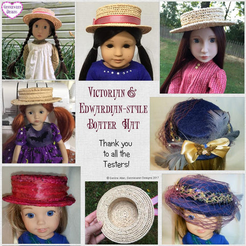 Genniewren 18 Inch Historical Victorian & Edwardian-Style Boater Hat Pattern for 13-18 Inch Dolls larougetdelisle