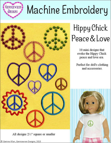 Genniewren Machine Embroidery Design Hippy Chick - Peace Love - Design Set Machine Embroidery Design larougetdelisle