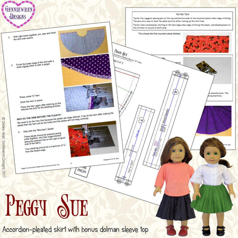Genniewren 18 Inch Historical Peggy Sue  Accordion Pleated Skirt  18" Doll Clothes Pattern larougetdelisle