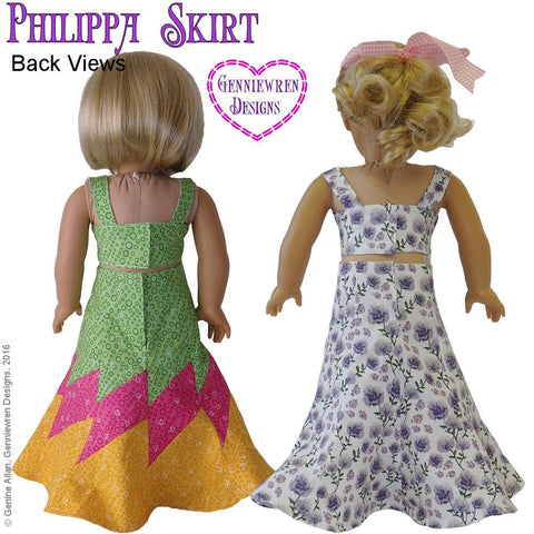 Genniewren 18 Inch Modern Philippa Skirt 18" Doll Clothes Pattern larougetdelisle