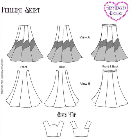 Genniewren 18 Inch Modern Philippa Skirt 18" Doll Clothes Pattern larougetdelisle