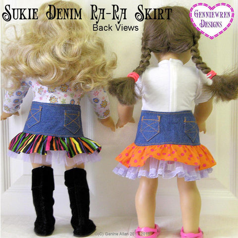 Genniewren 18 Inch Modern Sukie Denim Ra-Ra Skirt 18" Doll Clothes Pattern larougetdelisle