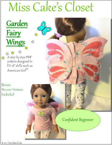 Miss Cake's Closet 18 Inch Modern Garden Fairy Wings 18" Doll Accessory Pattern larougetdelisle