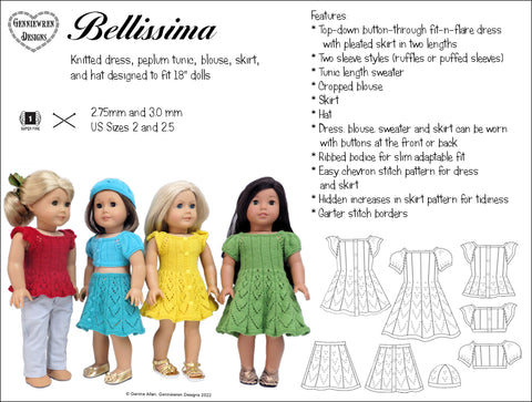 Genniewren Knitting Bellissima 18" Doll Knitting Pattern larougetdelisle