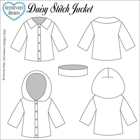 Genniewren Knitting Daisy Stitch Jacket 18" Doll Clothes Knitting Pattern larougetdelisle