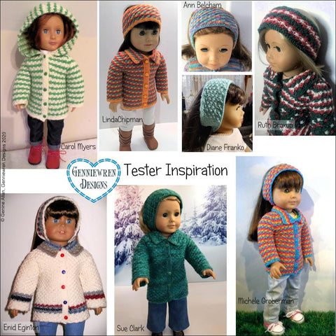 Genniewren Knitting Daisy Stitch Jacket 18" Doll Clothes Knitting Pattern larougetdelisle