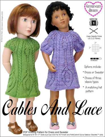 Genniewren A Girl For All Time Cables and Lace Knitting Pattern for 16" dolls such as A Girl for All Time larougetdelisle