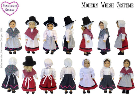 Genniewren 18 Inch Historical Modern Welsh Costume 18" Doll Clothes Pattern larougetdelisle