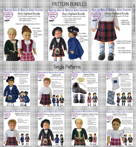Genniewren 18 Inch Modern Girl's Highland Dance Jacket, Vest and Dickey 18" Doll Clothes Pattern larougetdelisle