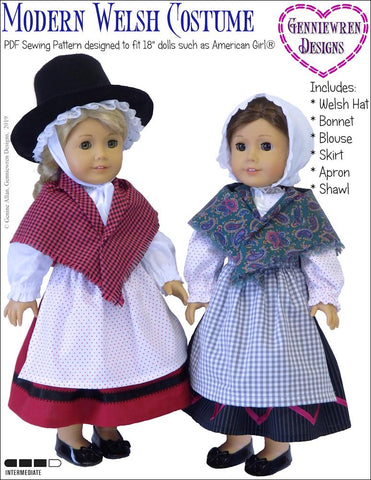 Genniewren 18 Inch Historical Modern Welsh Costume 18" Doll Clothes Pattern larougetdelisle