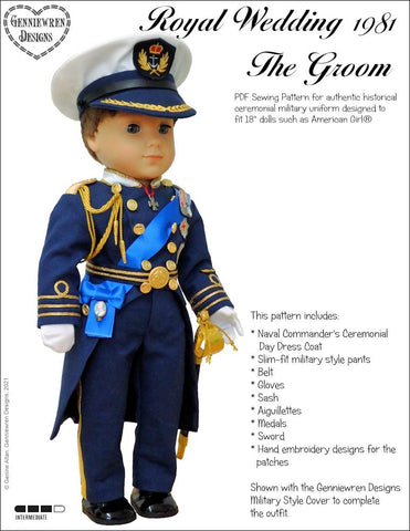 Genniewren 18 Inch Historical Royal Wedding 1981 The Groom 18 inch Doll Clothes Pattern larougetdelisle