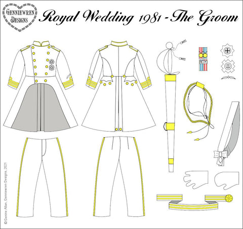 Genniewren 18 Inch Historical Royal Wedding 1981 The Groom 18 inch Doll Clothes Pattern larougetdelisle