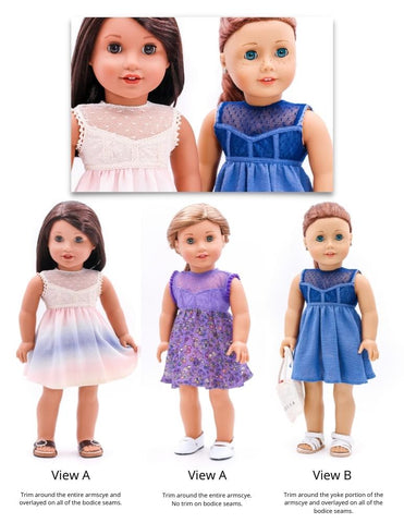 Liberty Jane 18 Inch Modern Getty Villa Sundress 18" Doll Clothes Pattern larougetdelisle