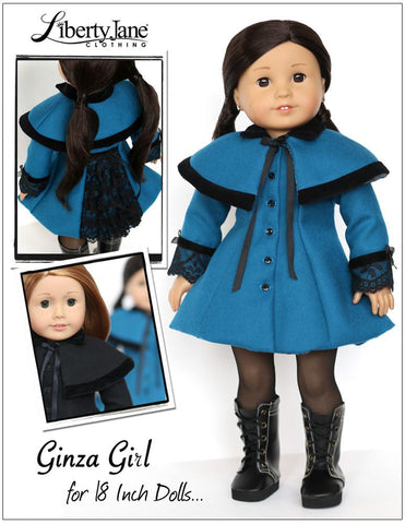 Liberty Jane 18 Inch Modern Ginza Girl Coat and Capelet 18" Doll Clothes Pattern larougetdelisle