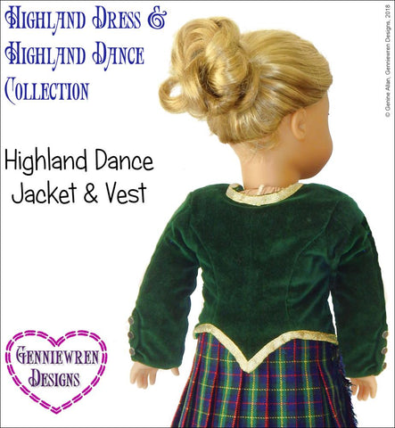Genniewren 18 Inch Modern Girl's Highland Dance Jacket, Vest and Dickey 18" Doll Clothes Pattern larougetdelisle