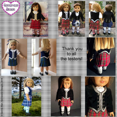 Genniewren 18 Inch Modern Girl's Highland Bundle 18" Doll Clothes Pattern larougetdelisle