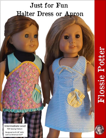Flossie Potter 18 Inch Historical Just for Fun Halter Dress or Apron 18" Doll Clothes larougetdelisle