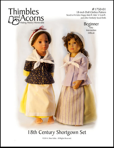Thimbles and Acorns Kidz n Cats 18th Century Shortgown Set Pattern for Gotz and Kidz n Cats Dolls larougetdelisle
