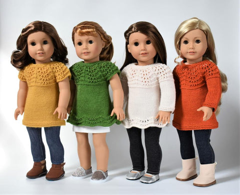 Little Woolens Designs Knitting Gulf Shore Top 18" Doll Clothes Knitting Pattern larougetdelisle