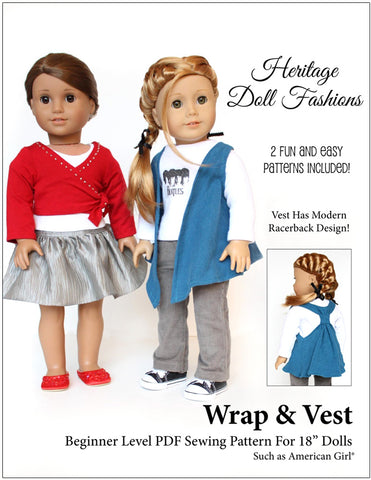 Heritage Doll Fashions 18 Inch Modern Wrap and Vest 18" Doll Clothes larougetdelisle