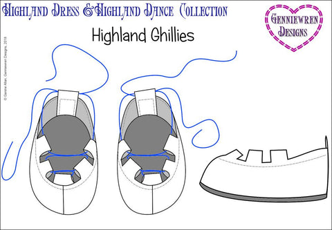 Genniewren 18 Inch Modern Highland Ghillies 18" Doll Clothes Pattern larougetdelisle