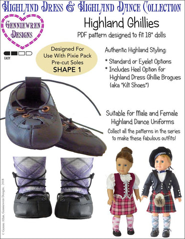 Genniewren 18 Inch Modern Highland Ghillies 18" Doll Clothes Pattern larougetdelisle