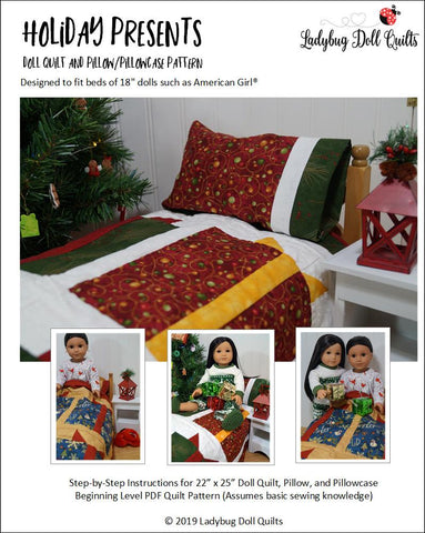 Ladybug Doll Quilts Quilt Holiday Presents 18" Doll Quilt Pattern larougetdelisle
