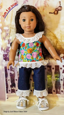 Just 4 Us Dolls 18 Inch Modern Lilly’s Lacy Top, Shorts, & Capris 18" Doll Clothes Pattern larougetdelisle