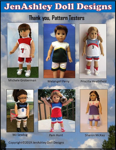 Jen Ashley Doll Designs 18 Inch Modern Fast Break Lacrosse Uniform 18" Doll Clothes Pattern larougetdelisle