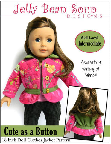 Jelly Bean Soup Designs 18 Inch Modern Cute as a Button Jacket 18" Doll Clothes larougetdelisle