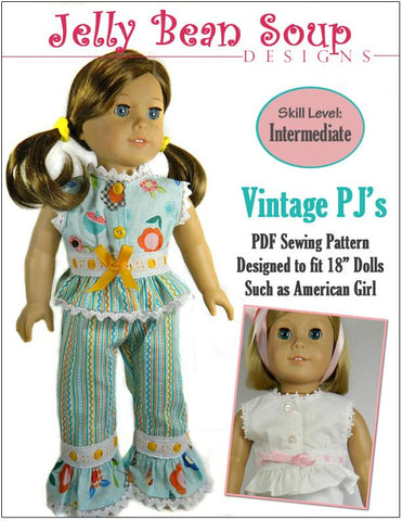 Jelly Bean Soup Designs 18 Inch Modern Vintage PJ's 18” Doll Clothes Pattern larougetdelisle