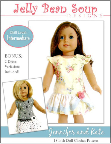 Jelly Bean Soup Designs 18 Inch Modern Jennifer and Kate 18" Doll Clothes Pattern larougetdelisle