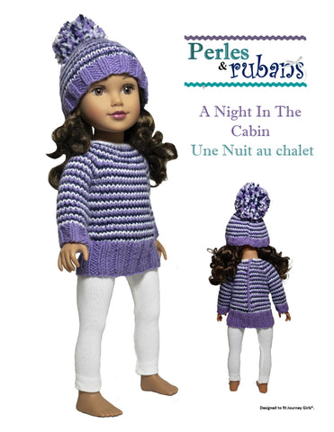 Perles & Rubans Knitting A Night in the Cabin Doll Clothes Knitting Pattern for 18" SLIM dolls such as Journey Girls larougetdelisle