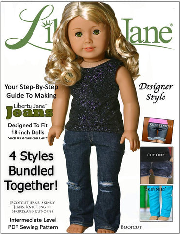 Liberty Jane 18 Inch Modern Jeans Bundle 18" Doll Clothes Pattern larougetdelisle