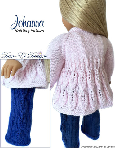 Dan-El Designs Knitting Johanna Knitted Jacket and Pants 18 inch Doll Clothes Knitting Pattern larougetdelisle