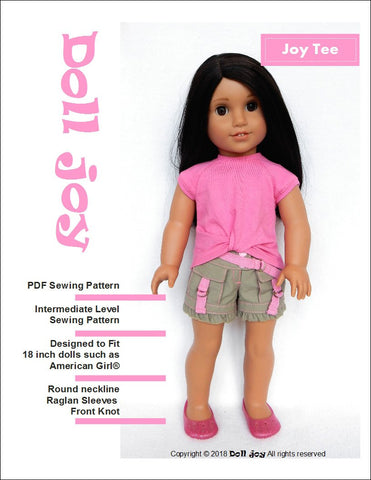 Doll Joy 18 Inch Modern Joy Tee 18" Doll Clothes Pattern larougetdelisle