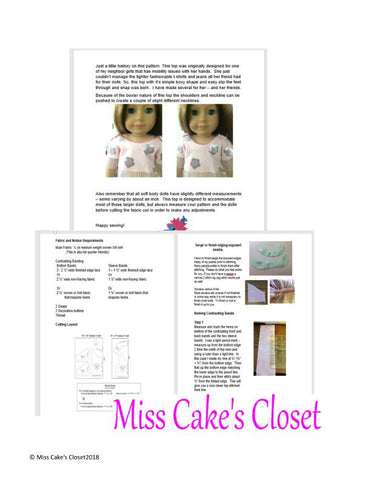 Miss Cake's Closet 18 Inch Modern Jozel Split Sleeve Top 18" Doll Clothes Pattern larougetdelisle