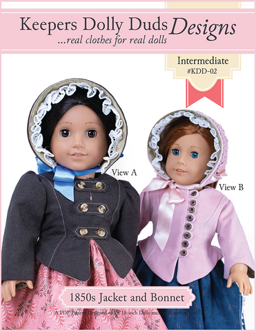Keepers Dolly Duds Designs 18 Inch Historical 1850s Girls Jacket and Bonnet Ensemble 18" Doll Clothes Pattern larougetdelisle