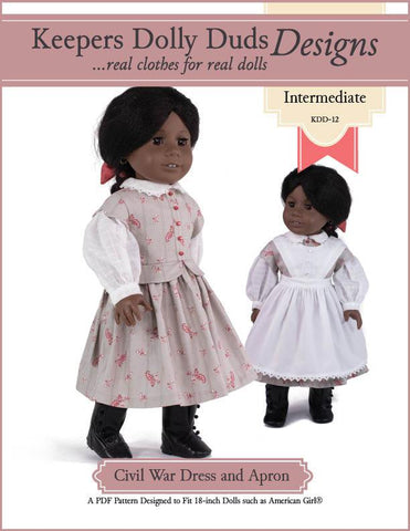 Keepers Dolly Duds Designs 18 Inch Historical Civil War Dress and Apron 18" Doll Clothes Pattern larougetdelisle