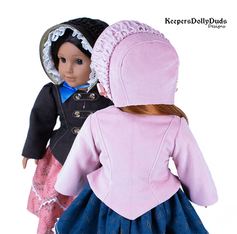 Keepers Dolly Duds Designs 18 Inch Historical 1850s Girls Jacket and Bonnet Ensemble 18" Doll Clothes Pattern larougetdelisle