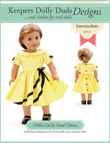 Keepers Dolly Duds Designs 18 Inch Historical 1950s Circle Swirl Dress 18" Doll Clothes Pattern larougetdelisle