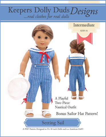 Keepers Dolly Duds Designs 18 Inch Historical Setting Sail 18" Doll Clothes Pattern larougetdelisle