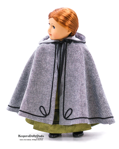 Keepers Dolly Duds Designs 18 Inch Historical Hooded Cloak 18" Doll Clothes Pattern larougetdelisle