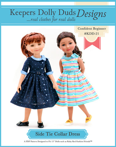 Keepers Dolly Duds larougetdelisle Ruby Red Fashion Friends Side Tie Collar Dress Pattern For 15" Ruby Red Fashion Friends Dolls larougetdelisle