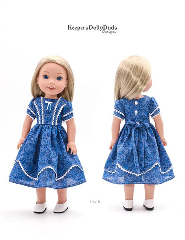 Keepers Dolly Duds larougetdelisle WellieWishers 1850's Girls Dress 14.5" Doll Clothes Pattern larougetdelisle