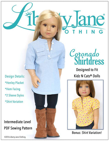 Liberty Jane Kidz n Cats Coronado Shirtdress and Top Pattern for Kidz N Cats Dolls larougetdelisle