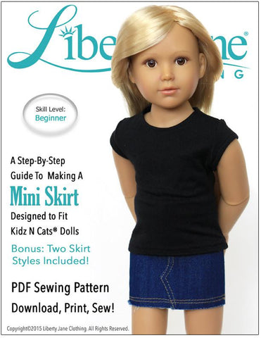 Liberty Jane Kidz n Cats Mini Skirt Pattern for Kidz N Cats Dolls larougetdelisle